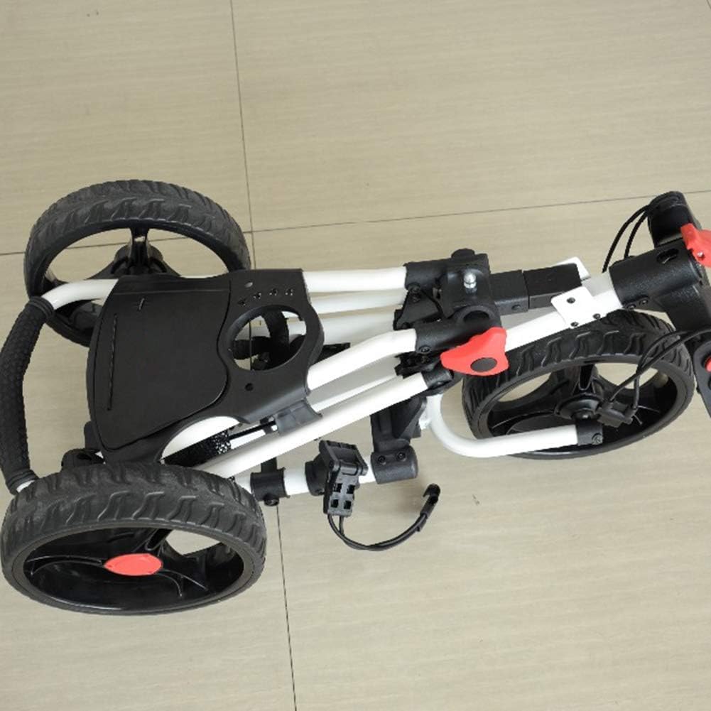 Carrello da Golf in Acciaio Deluxe a 3 Ruote, Carrello Pieghevole - Carrello Leggero e Compatto, con ombrellone e Porta Tee