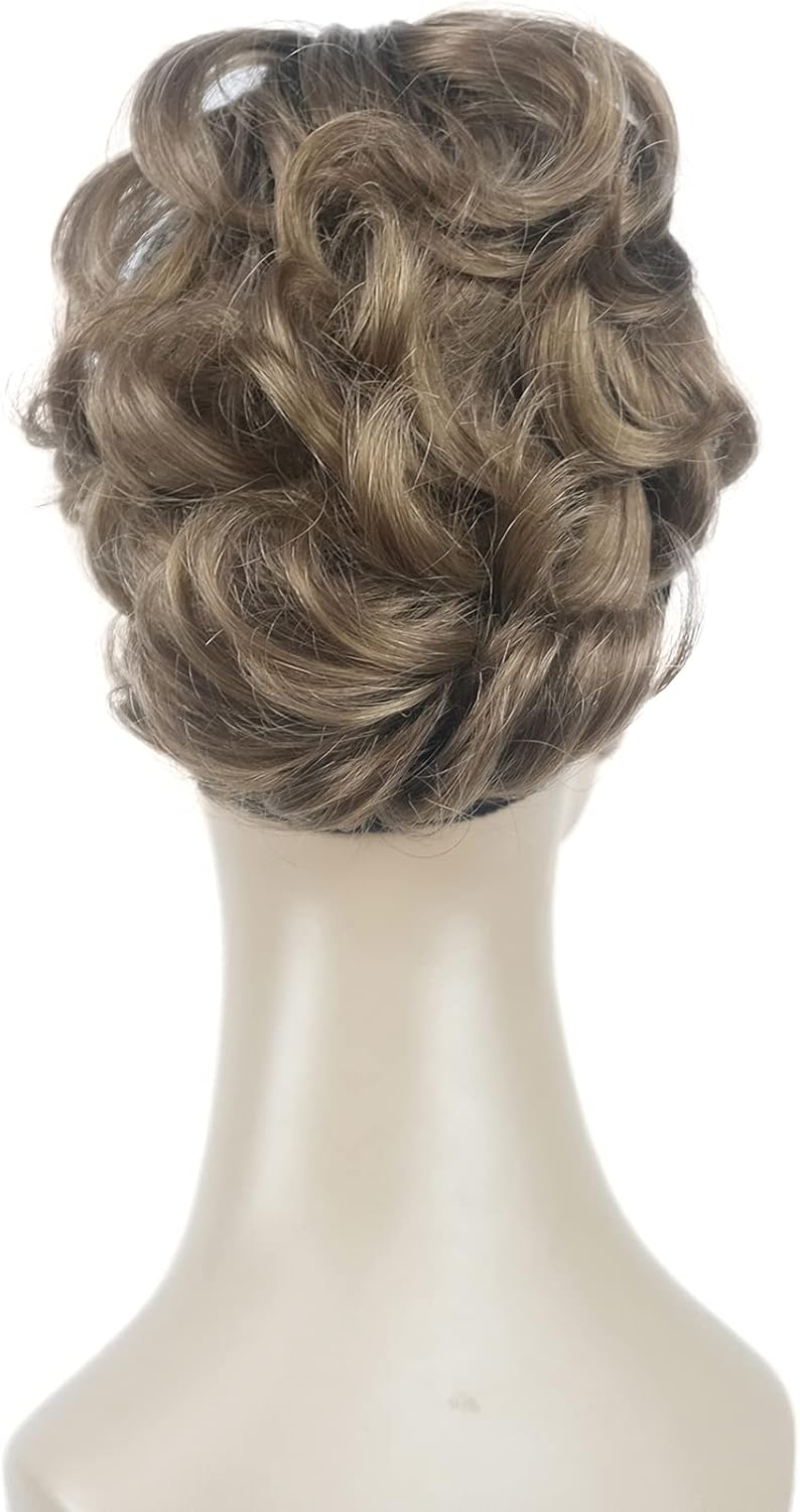 Lydell Short Ponytail Hair Extensions Wavy Curly Synthetic Hairpiece with Jaw Claw (Light Golden Brown), 8 inches - Image 4