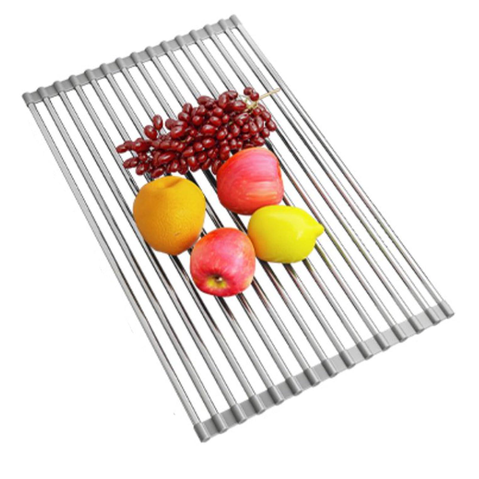 Rejilla de Secado de Platos de Acero Inoxidable, Soporte de escurridor de Cocina Enrollable sobre el Fregadero, Dispositivo de Esqueleto, no es fácil de Dejar Caer, for Tazas, Frutas y Verduras (Size