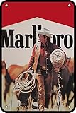 Mepkaidy Poster Retro Marlboro Cigarettes Cowboy Man Ads Metal Tin Vintage Sign 12 X 8 Inch Game Room Man Cave Wall Decor