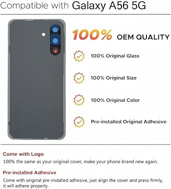 Galaxy A56 Back Glass Replacement for Samsung Galaxy A56 5G Rear Back Cover Glass Waterproof and Professional Repair Tool Kit SM-A566E(Awesome Olive)