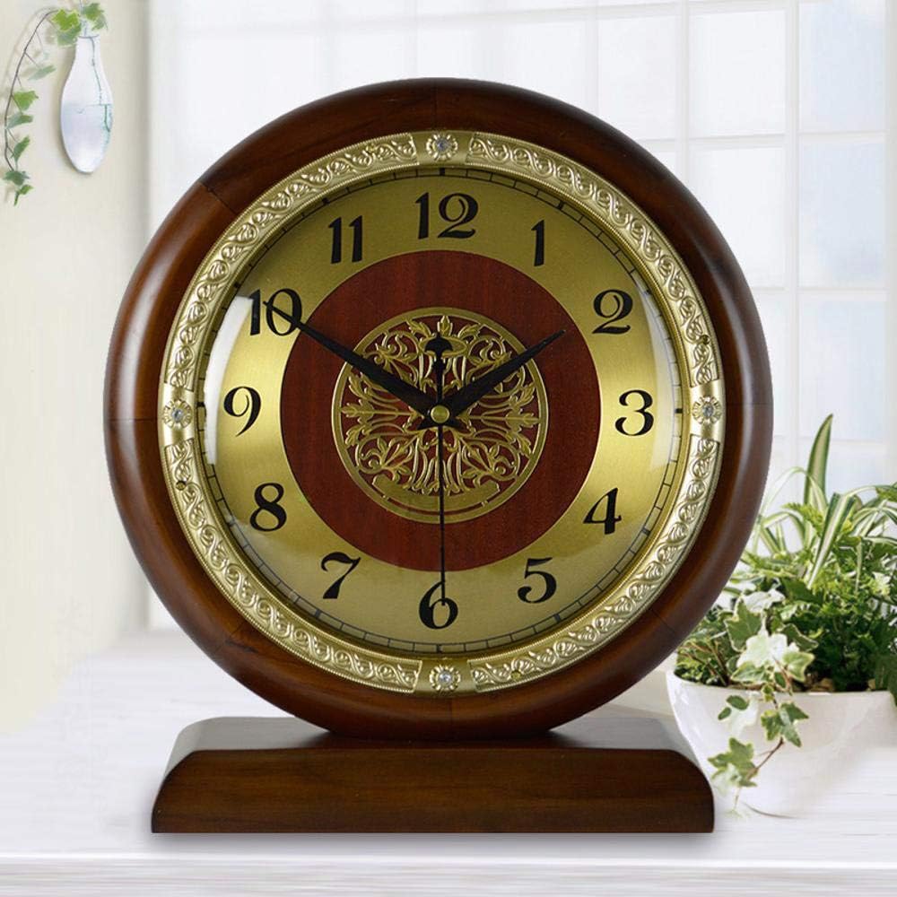 Mantel Clock Mute Retro Clock Modern Living Room Creative Clock Table 27x21x8.5cm,D