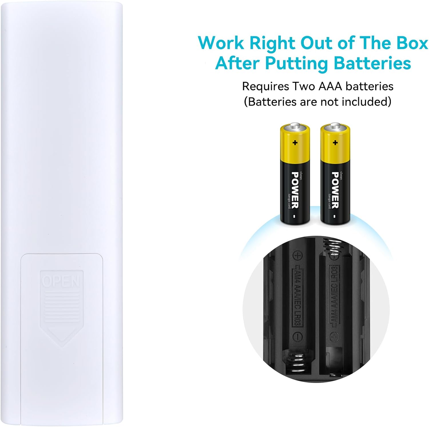 Battery installation for ZWP Remote Control, showing AAA batteries and compartment