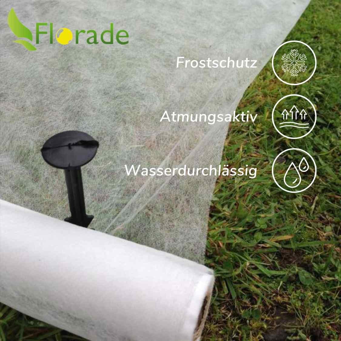 Florade Wintervlies | Thermovlies & Frostschutz für Pflanzen | 19 g/m² Leichter · 30 g/m² mittlerer · 50 g/m² starker Schutz | atmungsaktiv, UV-stabil | Breite 1,6 & 3,2 m, bis 100 m