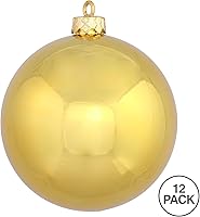 Vista 3 de Vickerman Esfera decorativa de Navidad de 2.75 pulgadas, acabado dorado brillante, plástico inastillable, resistente a los rayos UV, decoración