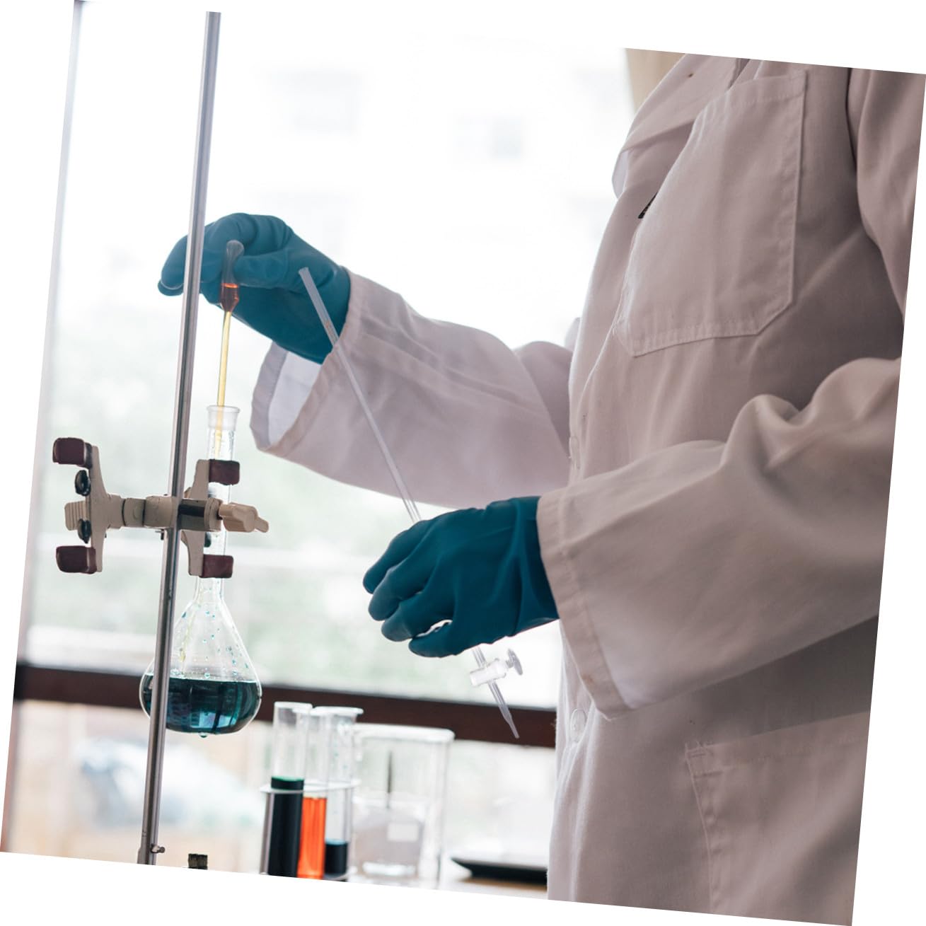 Mipcase Labors Borosilikatbürette Säureglasbürette Säurebürette Gerade Bohrung Glasbürette Chemisches Titrierrohr Rohr Laborglasinstrument mit Absperrhahn für Die Realschule (10Ml)