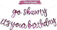 Vista 16 de BEISHIDA Pancarta "Gold Go Shawty It's Your Birthday" – 11.4 pies, NO DIY, pancarta de feliz cumpleaños con temática de hip hop con purpurina