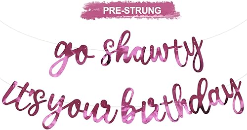 Miniatura 78 de BEISHIDA Cartel Purple Go Shawty It's Your Birthday - No DIY - Cartel de feliz cumpleaños con purpurina con temática de hip hop, pre-encordado