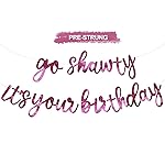 BEISHIDA Double-Sided Pink Go Shawty It\'s Your Birthday Banner 11.4Feet,NO DIY - Hip Hop Theme Glitter Happy Birthday Banner Pre-Strung Rap Theme Happy Birthday Sign for Man Women birthday Party Supply