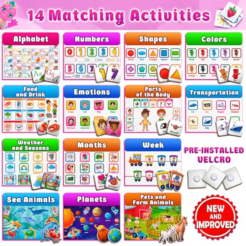 Curious 2 Learn Montessori PREASSEMBLED Busy Book for Toddlers Ages 3 and Up, Pre K Preschool Learning Activities Book - Autism Sensory Learning & Education Toys Kindergarten Workbook (Pink)