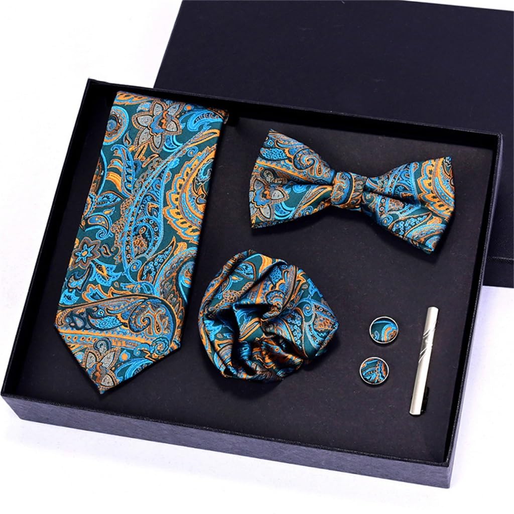 JFDBGU Business 7.5CM Tie Tie Pocket Towel Cufflink Collar Clip 7-piece Gift Box Set