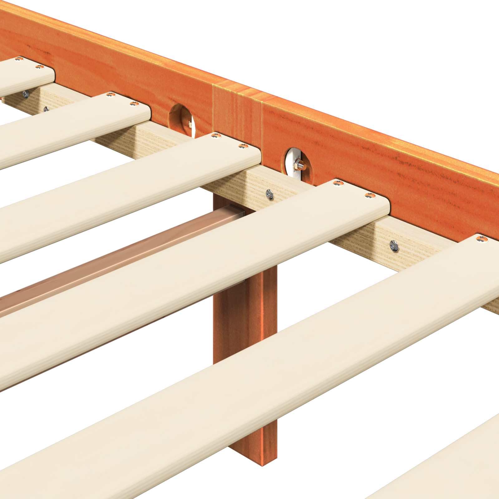 Estructura de Cama de Madera Maciza de Pino marrón Cera, 205,5 x 145,5 x 100 cm, Cama somier con cabecero para Dormitorio, Soporte para colchón matrimonial Grande, Descanso para 2 Personas