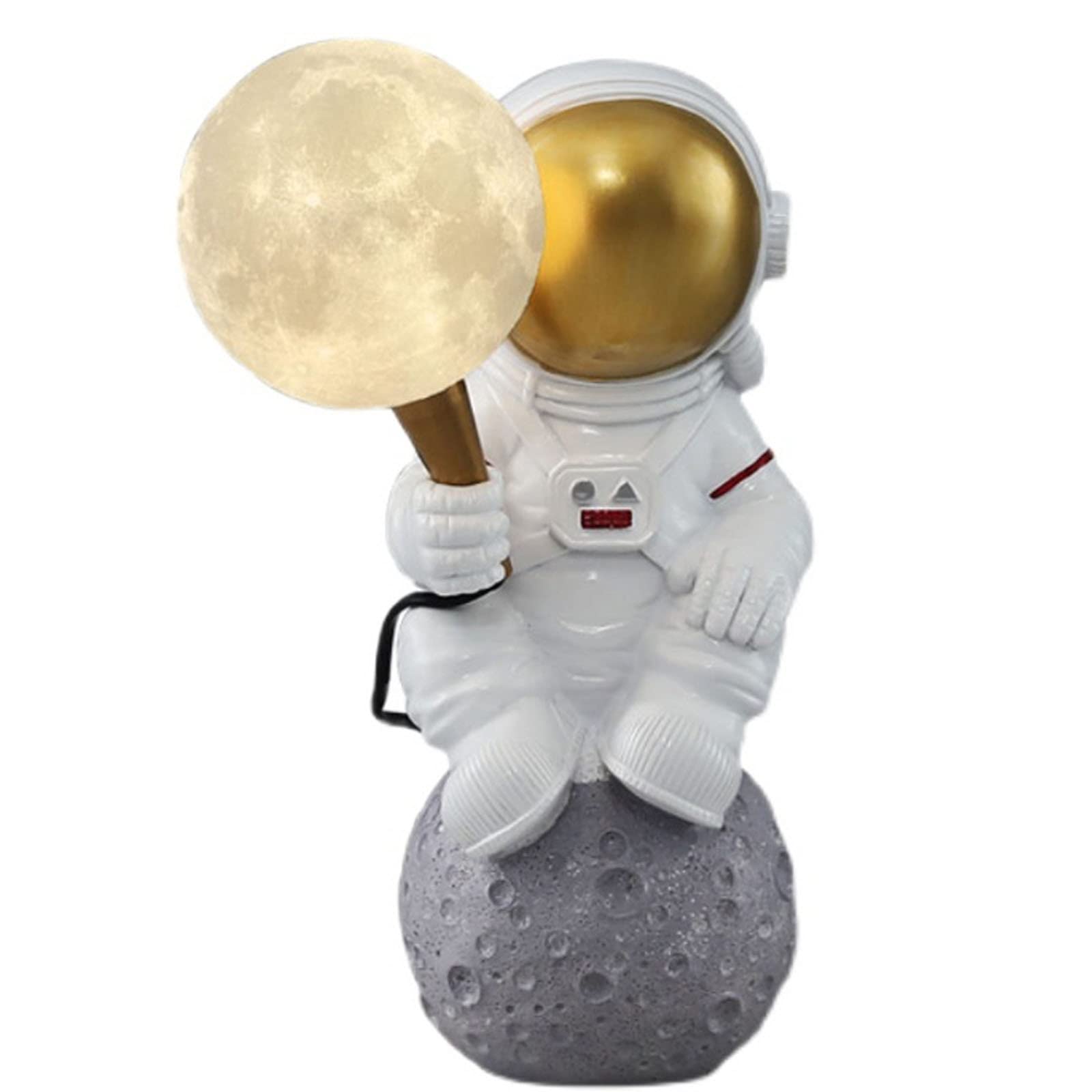 Creative Space Astronaut Table Lamp With 3D Moon Lampshade Modern Desk Lamp LED Reading Lamp For Kids Room Bedroom Bedside Living Room Lounge Decorative (Color : Sitting)
