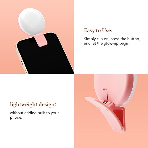 Miniatura 3 de Paquete de 2 luces para selfie para teléfono, mini luz de brillo ajustable con 3 modos de iluminación3 niveles de brillo, 2-3 horas, anillo de luz