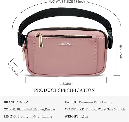 Miniatura 3 de Riñonera para mujer, riñonera de cuero a la moda para hombres y niñas, talla grande, con correa ajustable, impermeable, lindas bolsas de cadera para