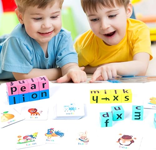 Miniatura 9 de soputry Rompecabezas de crucigramas, juego de letras 2023, juego de ortografía de bloques del alfabeto de madera con 40 palabras visuales, tarjetas