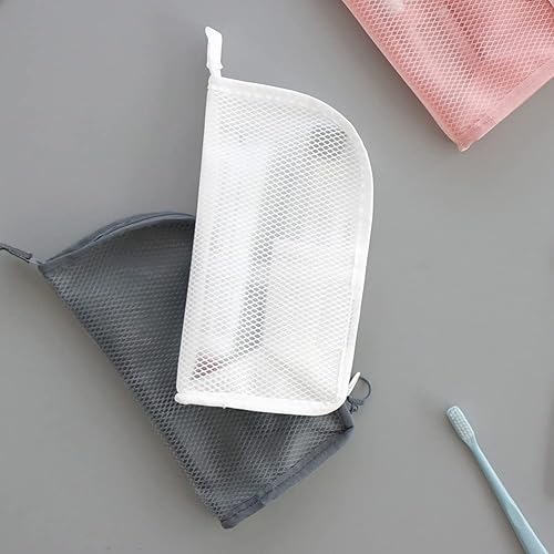 Miniatura 4 de Bolsa de almacenamiento de brochas de maquillaje vertical de malla multifunción con cremallera, bolsa de aseo portátil de viaje, estuche para