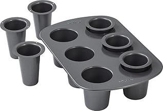 Wilton Cookie Shot Glass, 6-Cavity - Hornea Perfectos Dulces Shooters con este Molde de Vasos de Copa para Galletas de 6 Cuencos, Molde Redondo Antiadherente Hecho de Acero