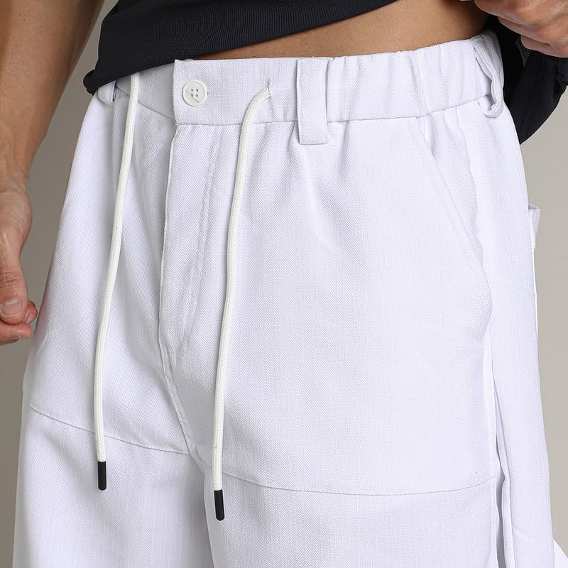 Image of CAHOOT Men's Cargo Trousers for Casual Wear | Mid-Rise | Relaxed Fit | Button Closure | Cargo Pants Crafted with Comfort Fit for Everyday Wear