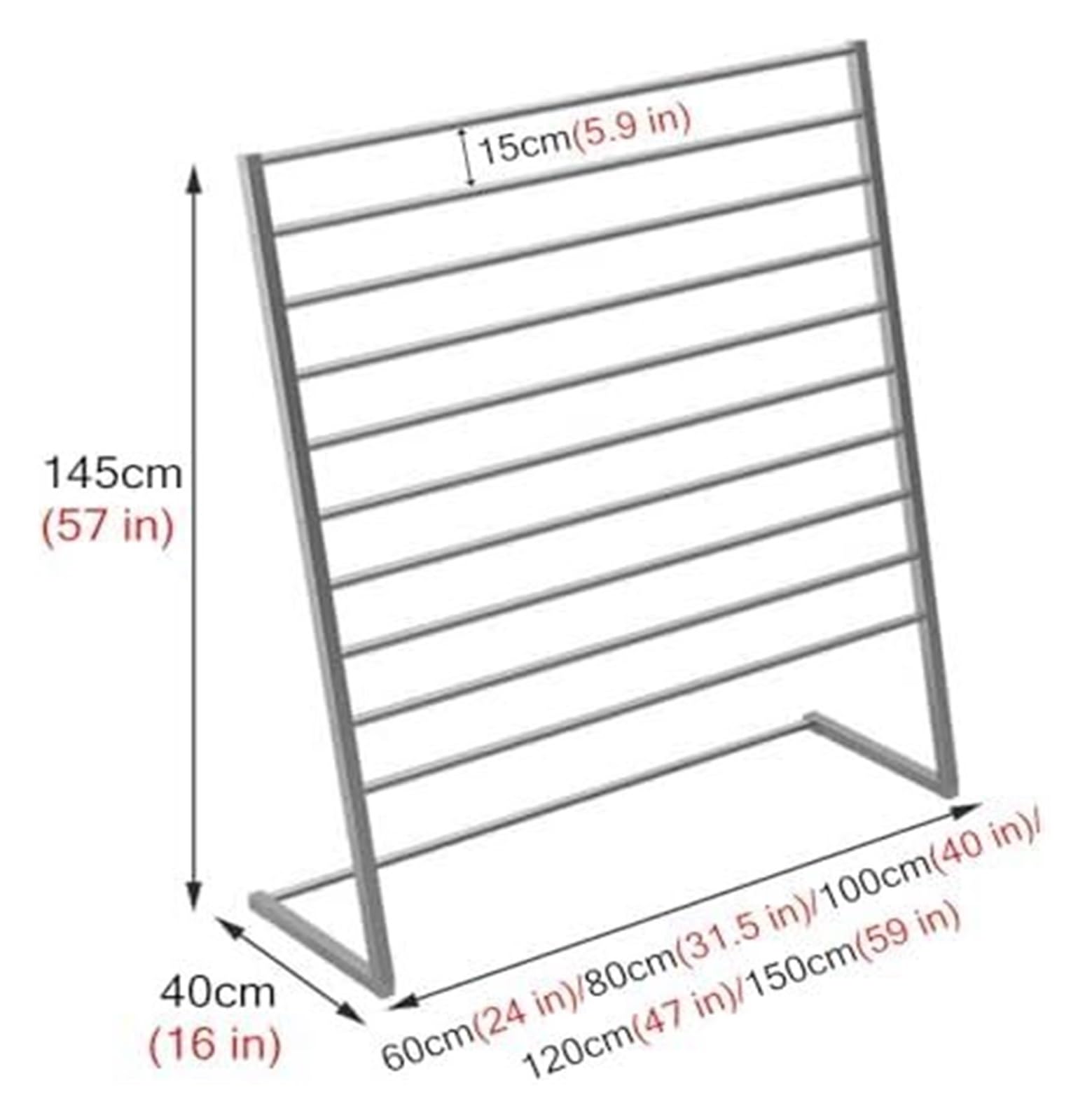 Wytrzymały stojak ekspozycyjny w rolce wstążki, 10 półek, na szaliki i papier do pakowania, detaliczny garnitur, spodnie, stojak na podłogę, drabina (biały, 150 x 40 x 150 cm)