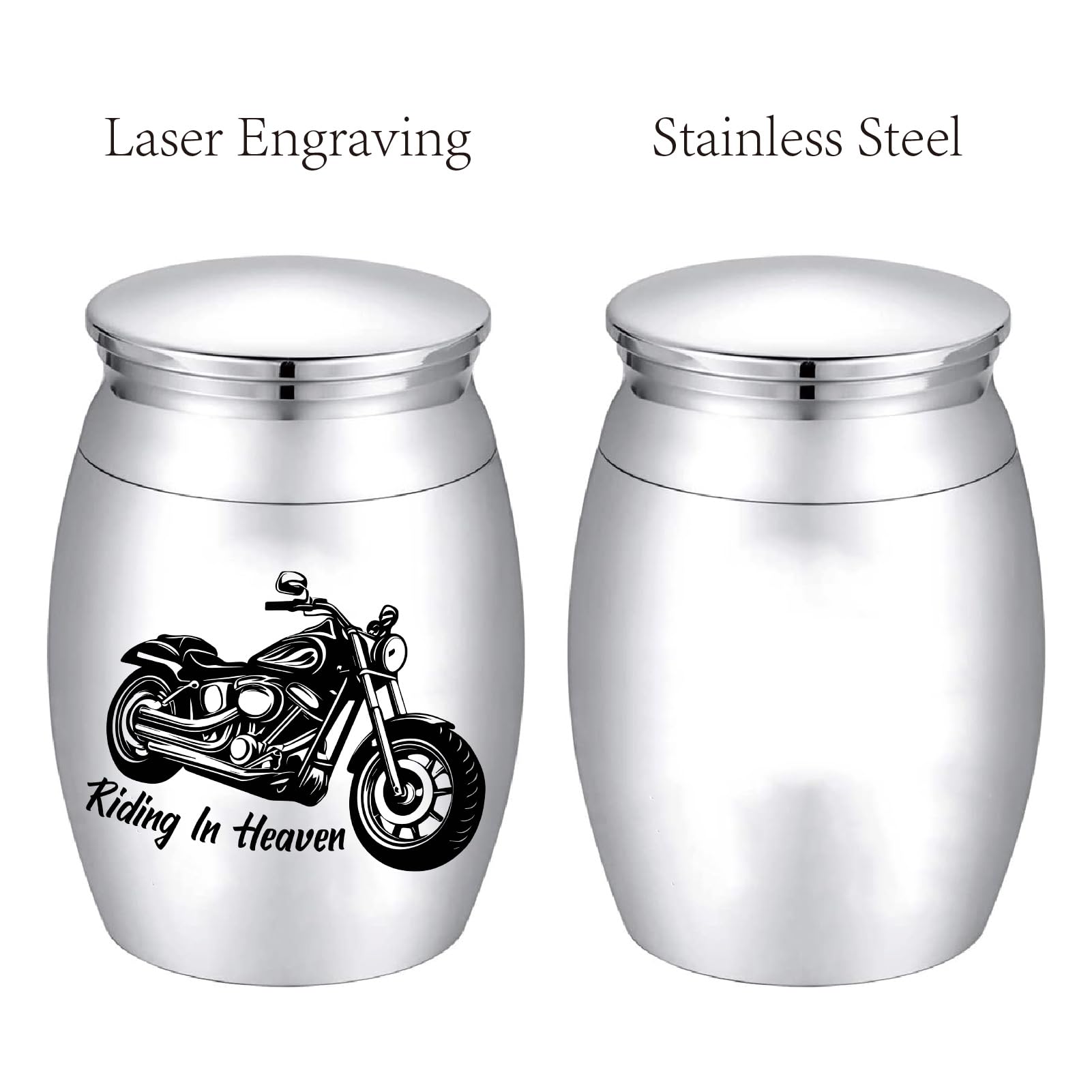 CREATCABIN Motor Cycle Urn Small Cremation Urns Keepsake Column Alloy Motorbike Riding In Heaven Memorial Ashes Preserve Funeral Container Jar for Human Ashes Commemorative Decorative 1.57 x 1.18in - Image 3
