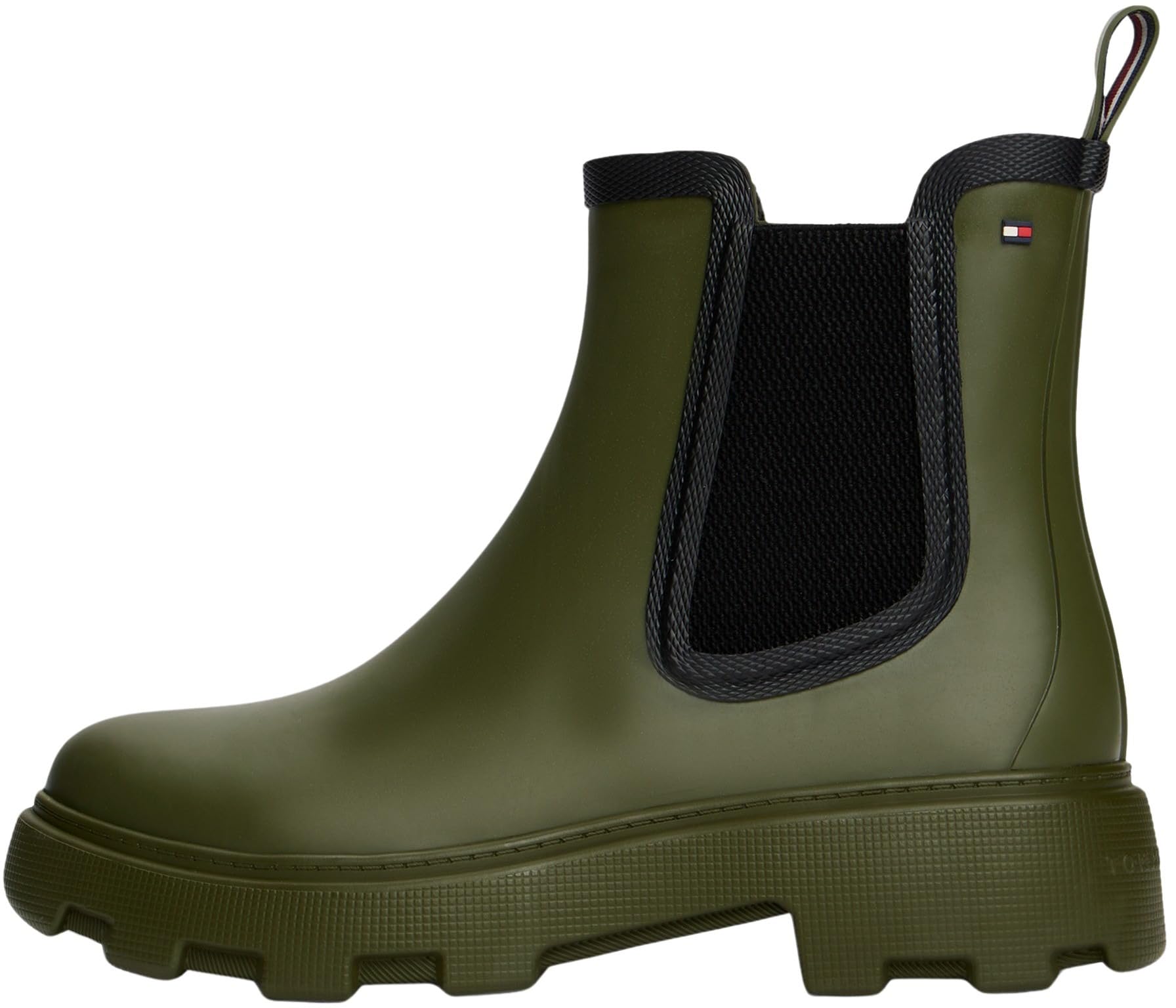 Tommy Hilfiger Women’s Flag Ankle Rain Boots with Warm Lining, Green (Huntsman Green), 3.5