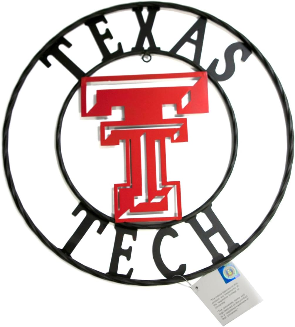 NCAA Texas Tech Collegiate Wrought Iron Wall Decor, 18-Inch, Black with Texas Tech Red