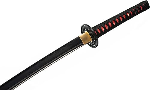 Miniatura 20 de Samurai Katana Espada japonesa hecha a mano, práctica, acero al carbono Damasco/1060/1095, templado/arcilla templada, espiga completa, afilada, Azul
