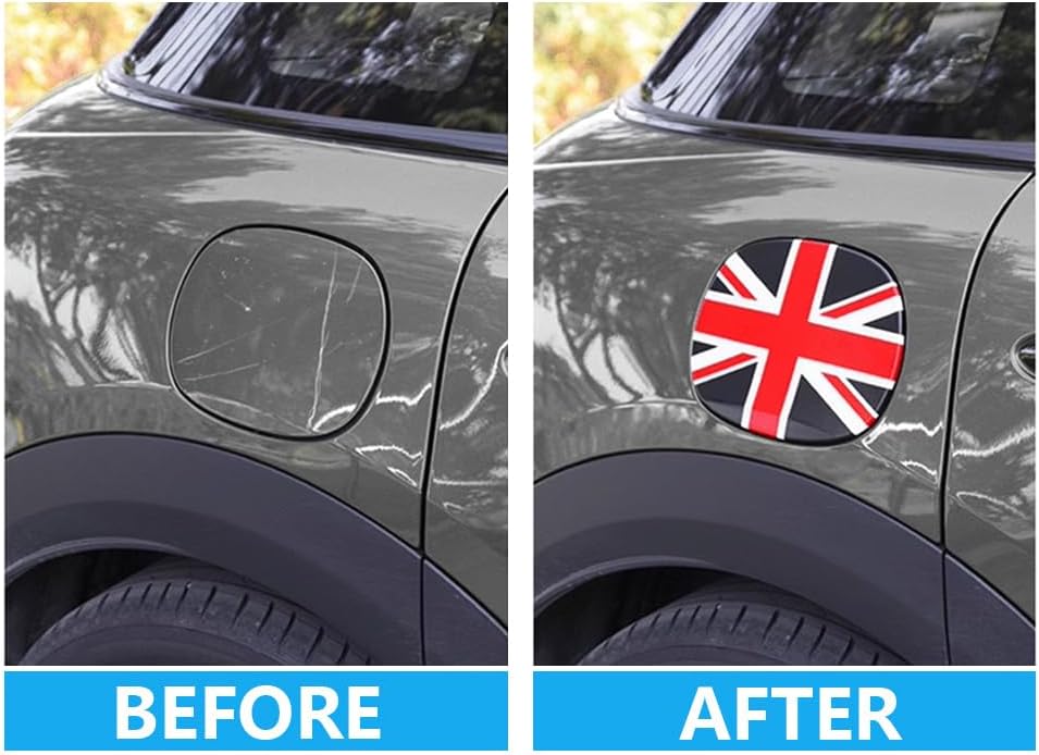 Car Fuel Tank Cap Cover Shell Trim Sticker Exterior Decoration Parts Compatible with MN Cooper F66 2025 (Black Union Jack)