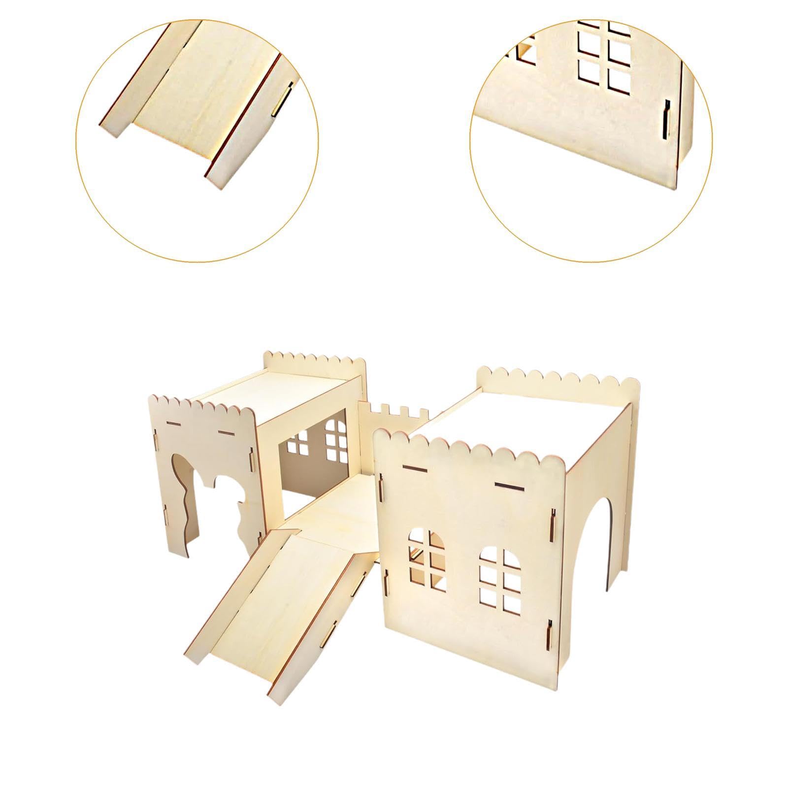 Castello in Legno per Conigli, casetta in Legno per Conigli, ventilato, Habitat con Scale a Forma di Grotta per Piccoli Animali Che dormono e Giocano