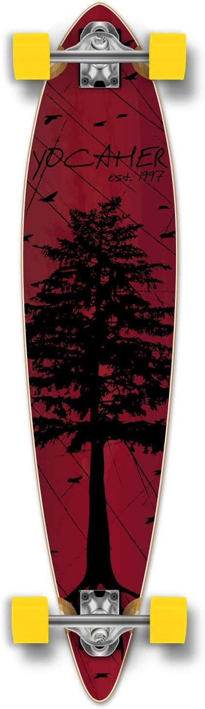 Yocaher in The Pines RED Longboard Complete Skateboard - Available in All Shapes