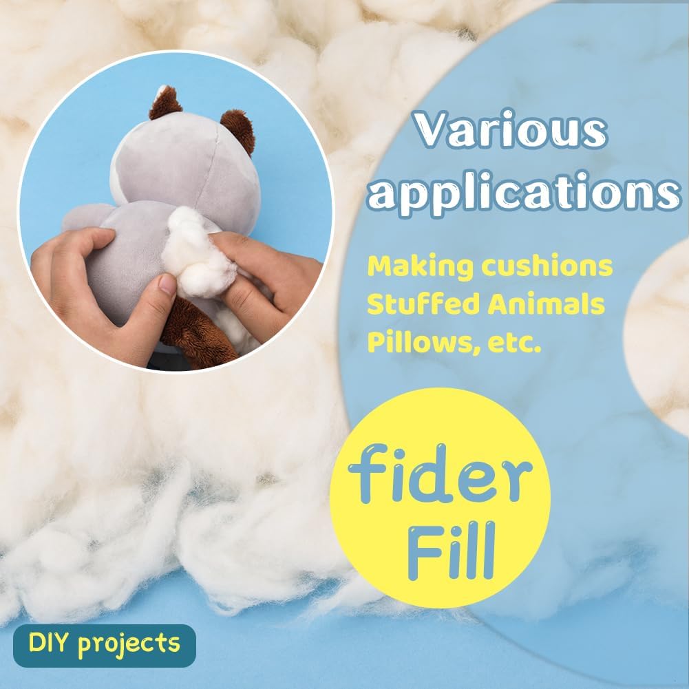 Kogyxe 2.12oz Combed Cotton Filling, High Resilience Cotton Stuffing, Stuffing for Stuffed Animals, Premium Pillow Stuffing for Small Stuffed Cushions Crochet DIY Crafts