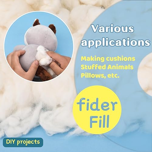 Miniatura 4 de Kogyxe Relleno de algodón de 7.06 onzas, relleno de algodón natural para animales de peluche, relleno de almohada suave para animales de ganchillo,