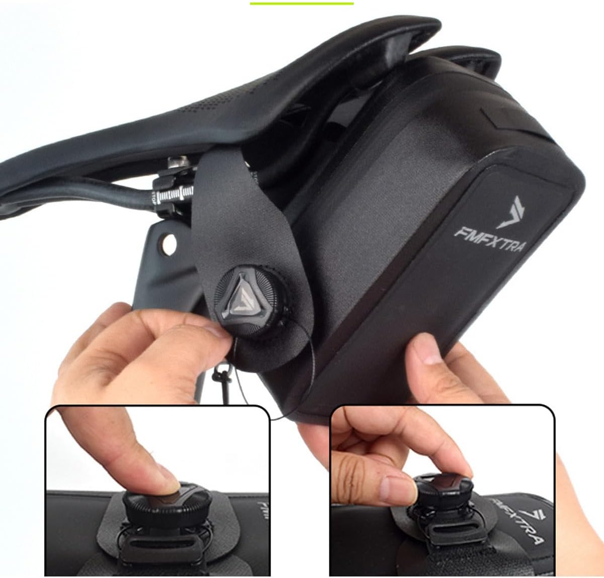 Waterproof Bicycle Saddle Bag with Quick Release | 0.5L TPU Saddle Bag | Rotating Knob | Rear Light Holder | for MTB/Road Bikes (82x57x147mm)