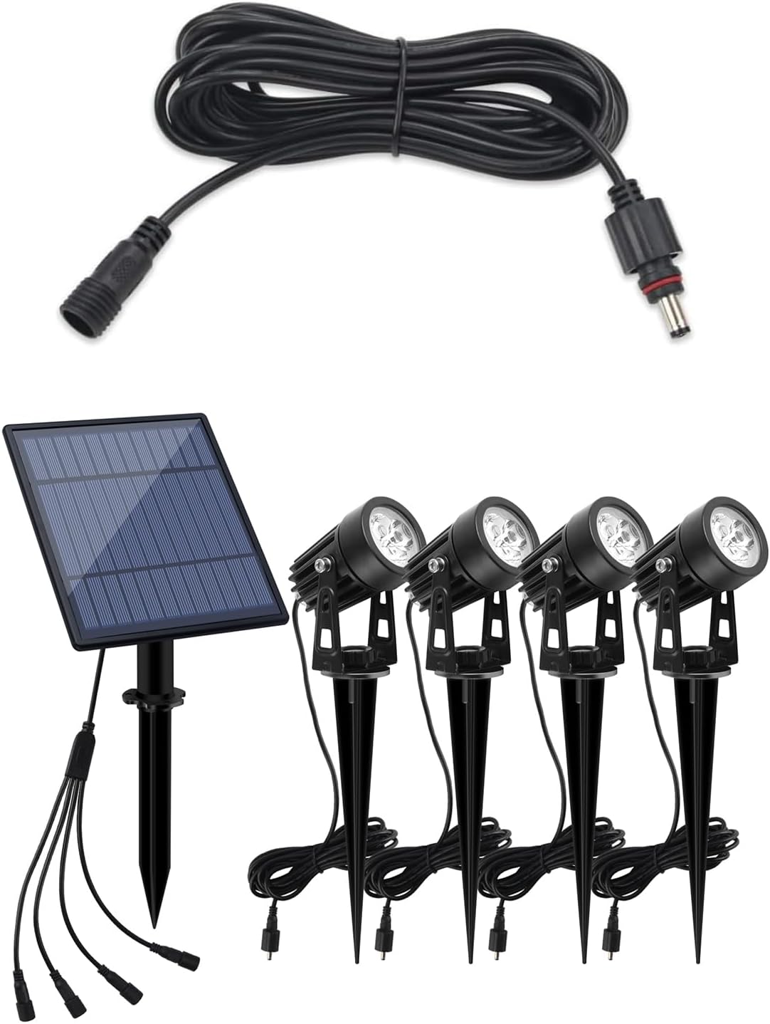 APONUO 4-in-1 Solar Landscape Lights and 16.4ft Extension Cord
