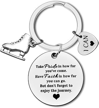 Dabihu Ice Skating Keychain Skate Lover Gift Skating Team Figure Skating Keychain Inspirational Gift for Ice Teams Student Graduation Present Encouragement Jewelry