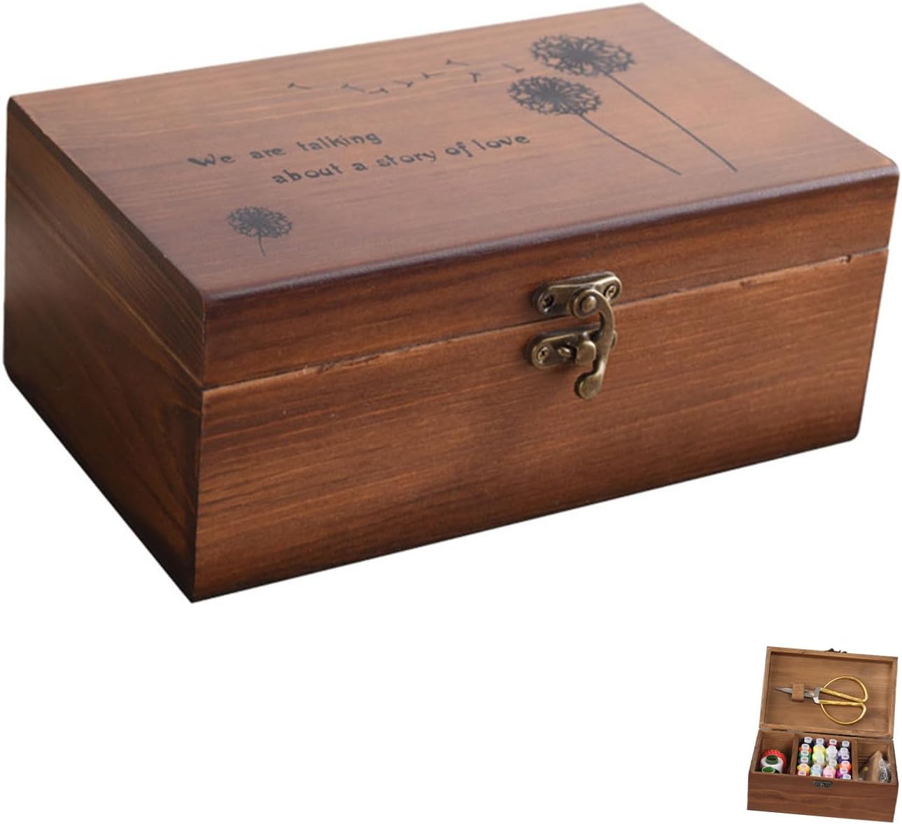 VILLFUL 1pc Wooden Sewing Box Household Storage for Needlework Smooth Polished Finish Creative Design for Organized Craft Supplies for Home and Desktop Use