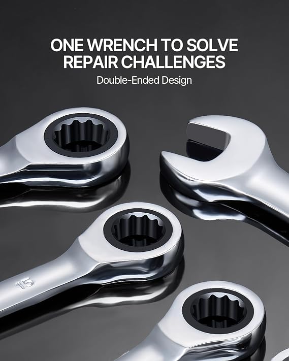 VEVOR Ratcheting Wrench Set, 30-Piece Combination Wrench Set, 72 Teeth