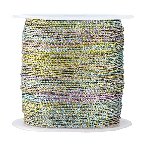 LiQunSweet 54.68 Yards(50m)/Roll Macaron Color Round Polyester Metallic Cord Thread String Tinsel Rope for Craft Making Gift Wrapping