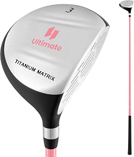 Tangkula 165CC Junior #3 Fairway Wood for Kids, Individual Gold Club for Boys and Girls with Fiberglass Shaft and Head Cover, Junior Practice Golf Club, Right Hand, 38 Inch, Ages 11-14