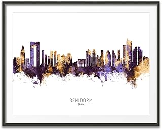 Benidorm Spain Skyline art print poster, unframed -21586