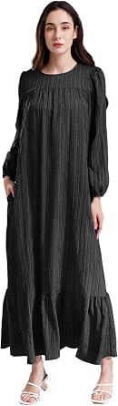 Abayas for Women Muslim Dubai Long Sleeve Summer Dresses Islamic Prayer Casual Dress Arabian Kaftan Robe