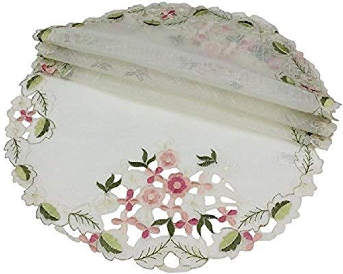 Xia Home Fashions Fairy Garden Sheer Embroidered Cutwork Spring Placemats, 12 by 18-Inch, Set of 4