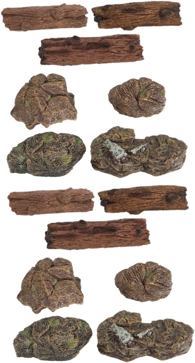 Happyyami 2sets Artificial Tree Stump Stone Models Mini Garden Decor for Landscapes for Creative Play and Imaginative Miniature Designs