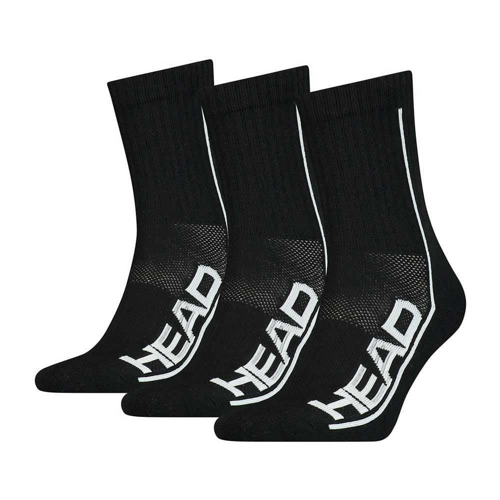 Head Performance Short Crew 3 Pairs Tennis Socks Black (35-38), black, One Size