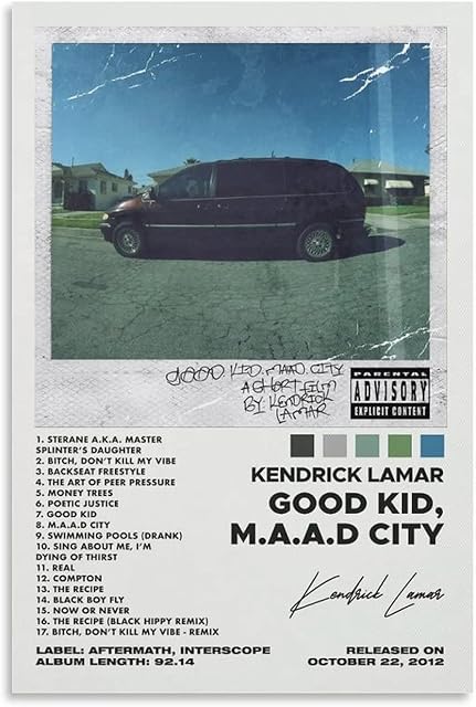 ZOIS Kendrick Lamar Poster GOOD KID, M.A.A.D CITY Canvas Art Poster Print Bedroom Decor Posters 12x18inch(30x45cm), Unframe-style