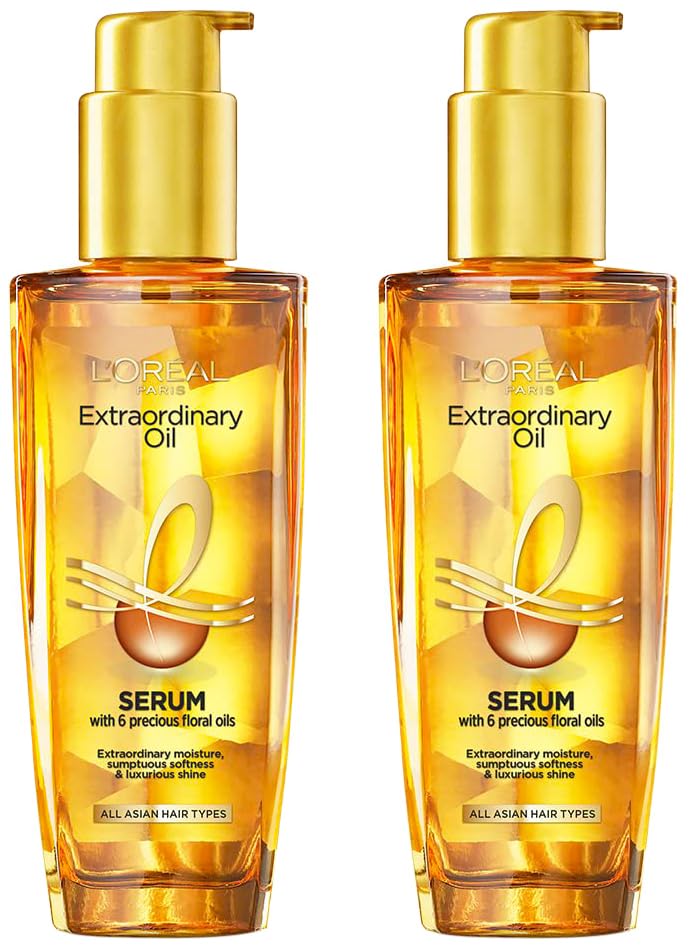 L'Oreal Paris Serum, Protection And Shine, For Dry, Flyaway & Frizzy Hair, With 6 Rare Flower Oils, Extraordinary Oil, 100Ml (Pack Of 2)-picture-25
