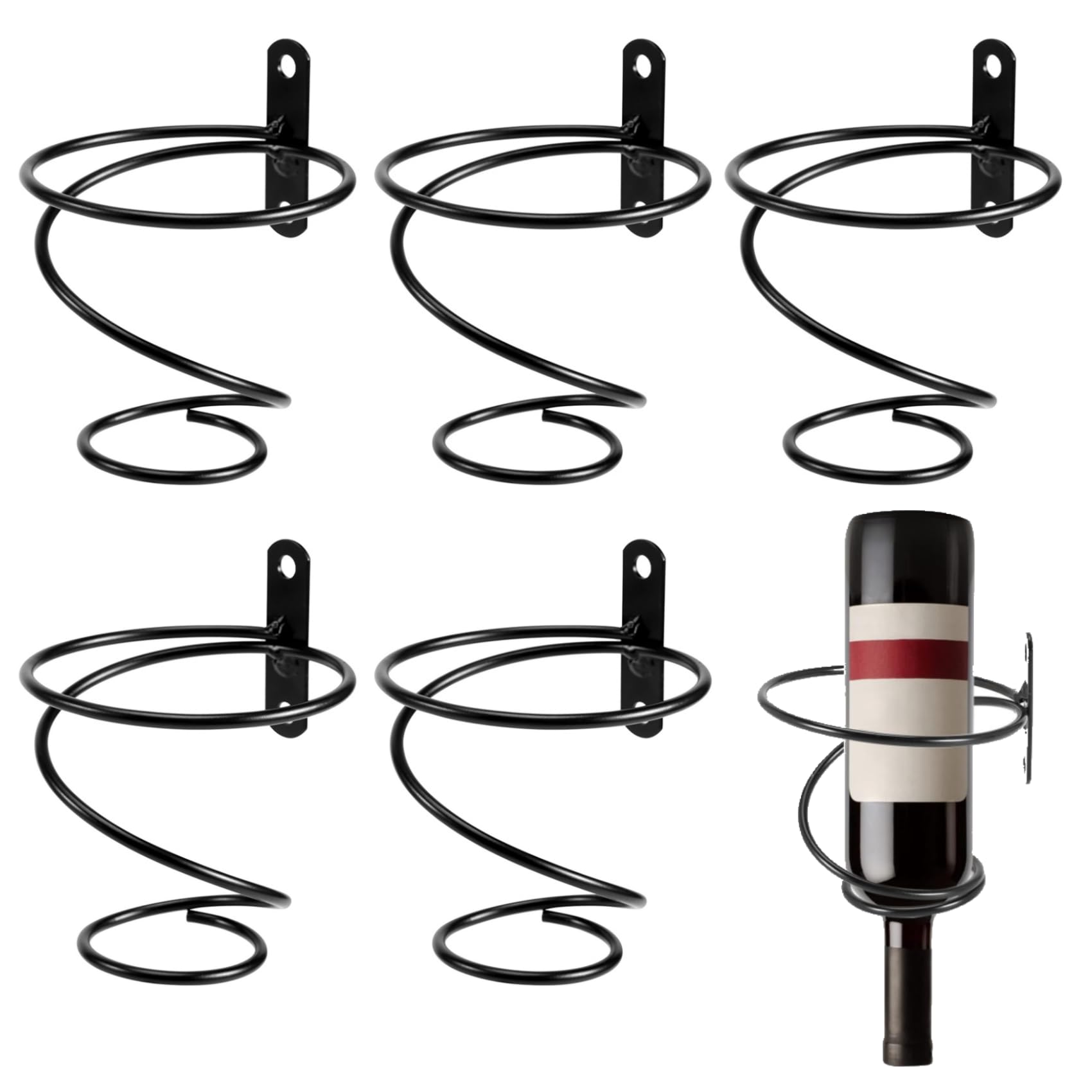 Raucilpy Paquete de 6 estantes de vino montados en la pared - de vino rojo con tornillos, organizador de metal para vino