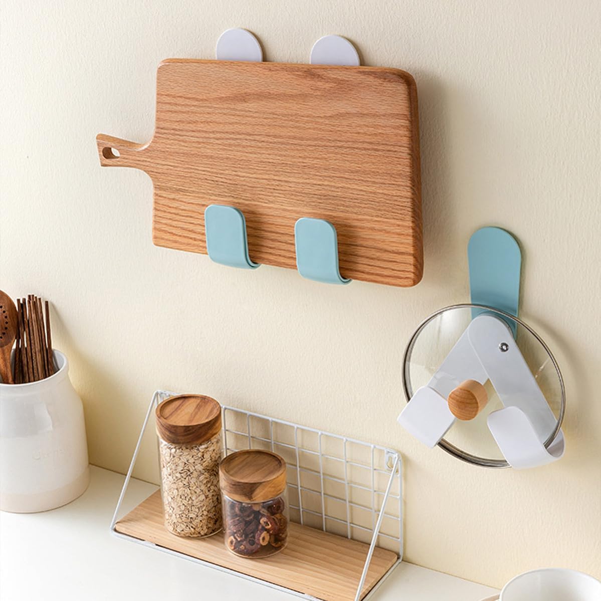PRETYZOOM Pot Lid Holder Rack Wall Mounted Rotatable for Kitchen Storage