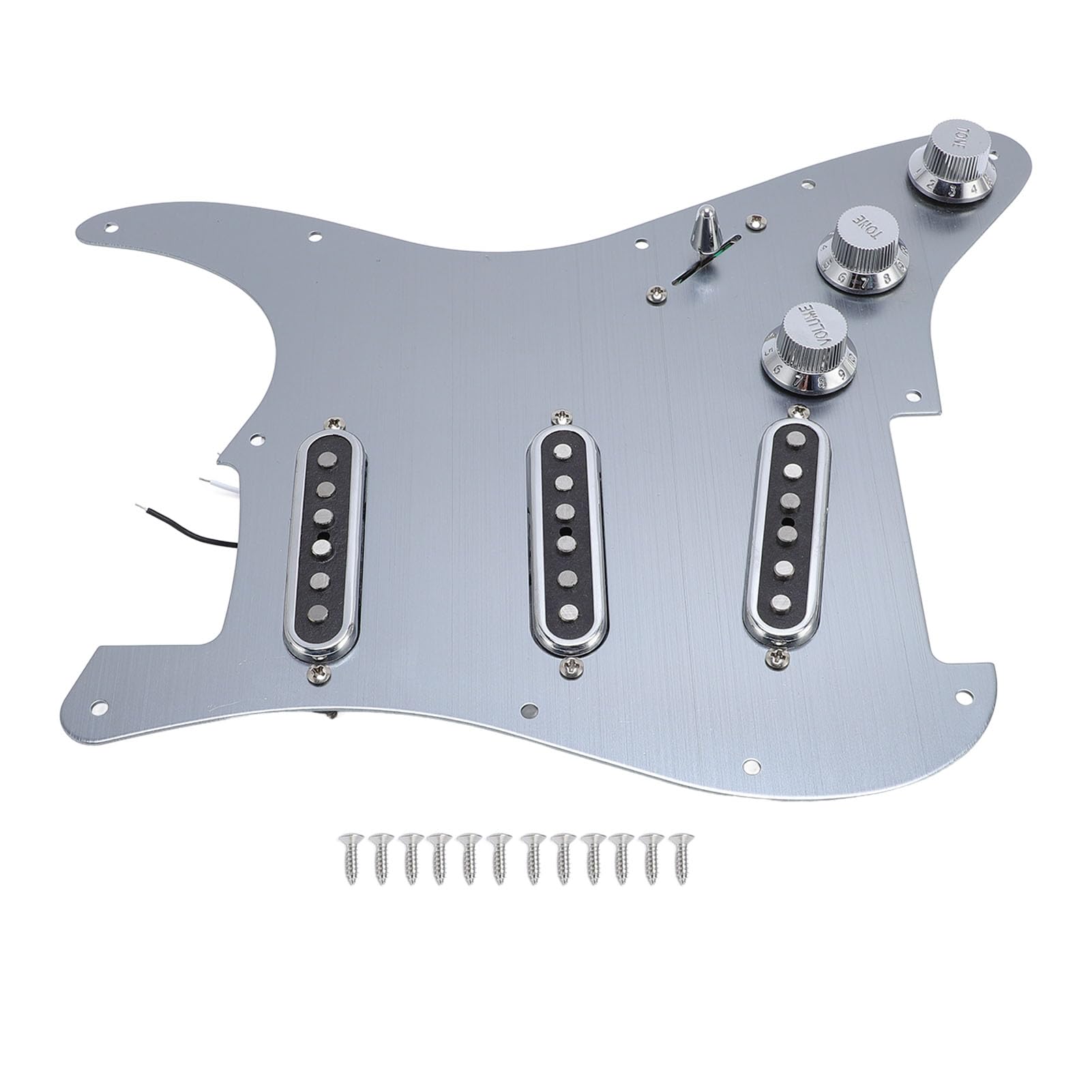 Golpeador SSS de Aleación de Aluminio, Golpeador de Guitarra con 11 Agujeros, Protectores de Púas de Guitarra Monobobina de Aleación de Aluminio, Reemplazo de Placa Rayada, Cargado SSS